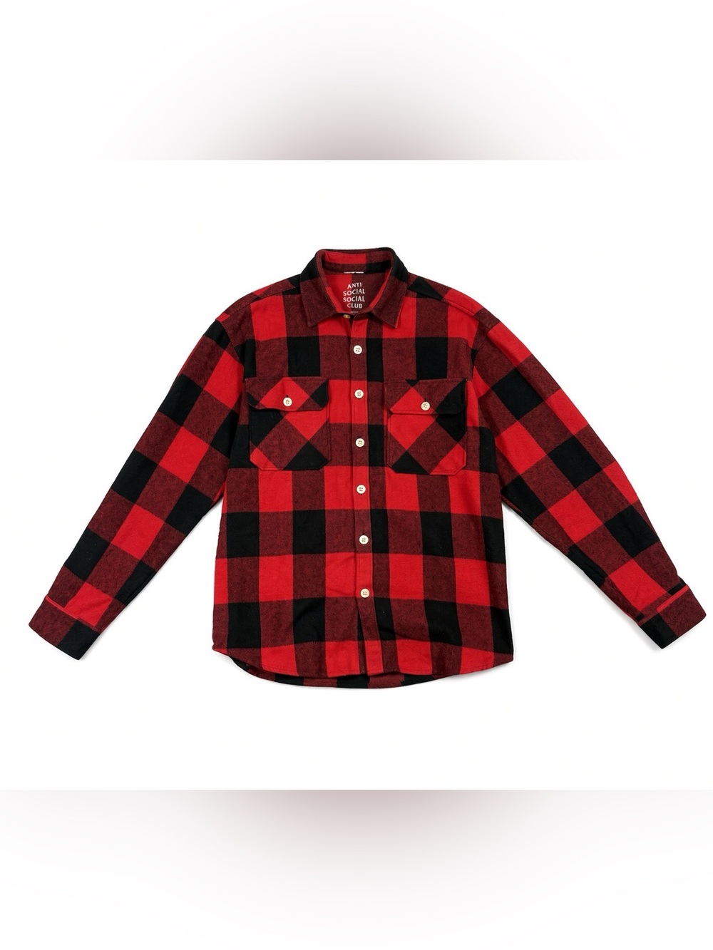 Anti Social Social Club Flannel Medium Red Black Plaid Made in USA